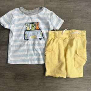 Baby Essentials Striped Bunny T-Shirt and Yellow Shorts Easter Set